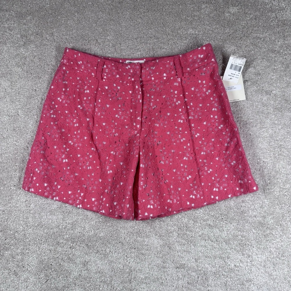 NWT Milly NY Hot Pink‎ 3D Floral Lace Mini Lined Womens 0 Spring Easter Vacation